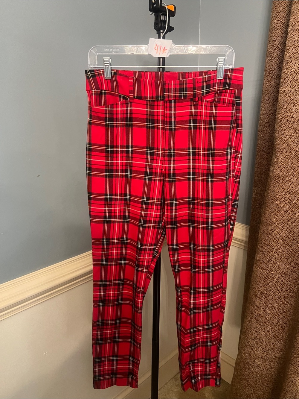 Old Navy Red and Black Plaid High-Rise Skinny Pants